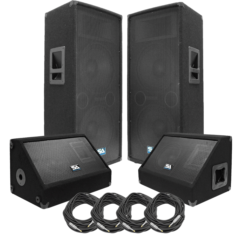 Package Deal Dual 12" PA Speakers 10" Floor Monitors 4 1/4" PA