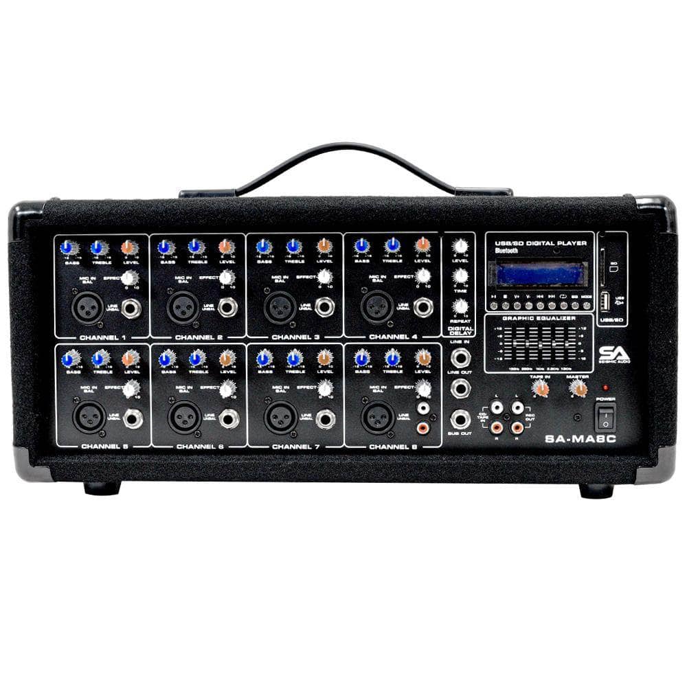 8 Channel Powered Mixer PA Head Amplifier 400 Watts | Seismic Audio