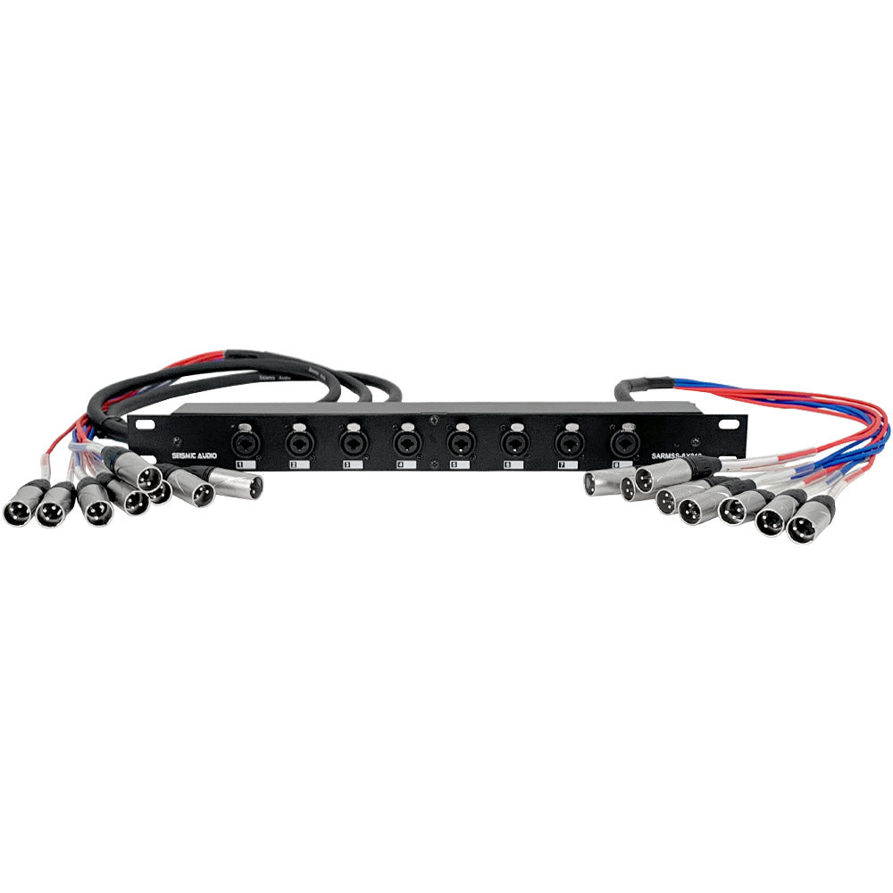 8 Channel Rack Mountable XLR TRS Combo Splitter Snake | 3 Foot and