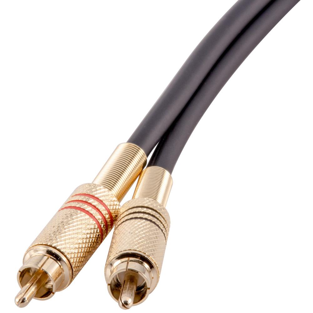 Premium 2 Foot Black Dual RCA Male to Dual RCA Male Audio Patch