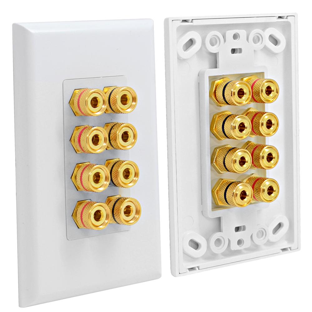 4 Speaker Binding Post Wall Plate for Audio Speakers 1 Gang Mounting Screws Included Fits