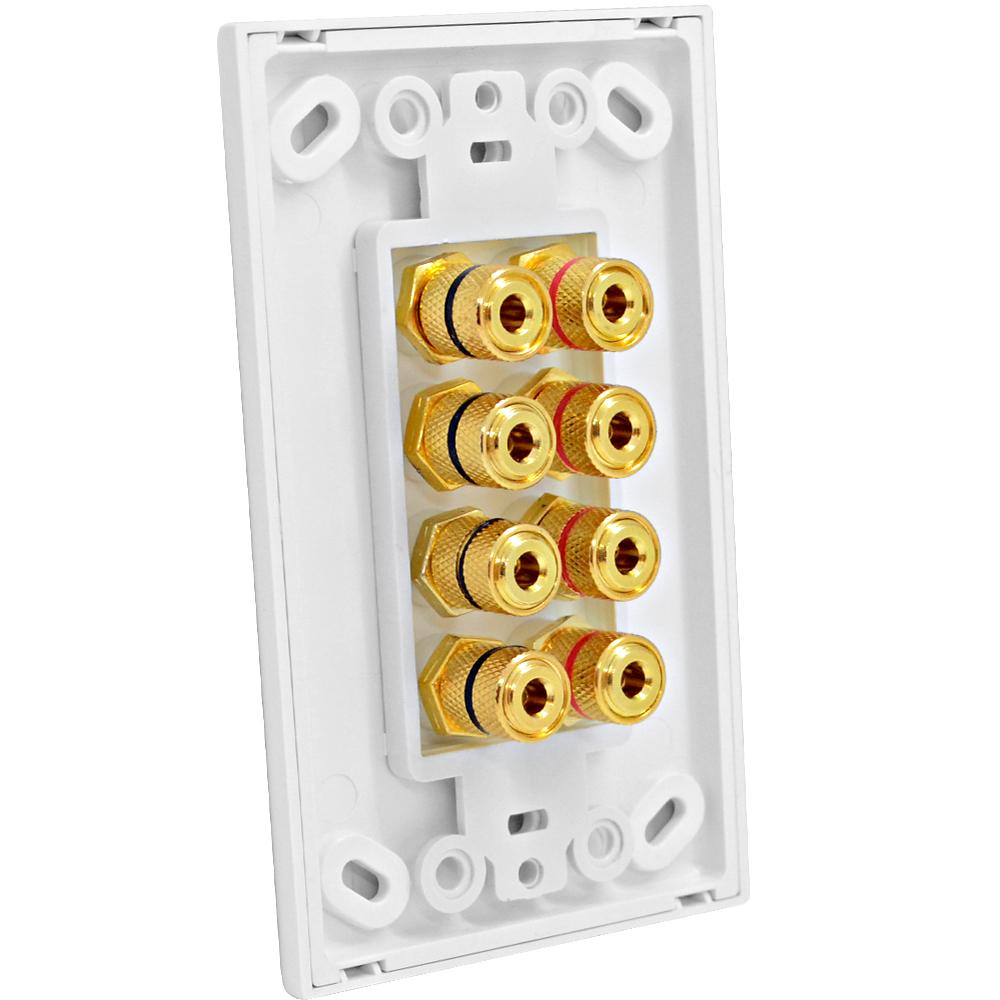 4 Speaker Binding Post Wall Plate for Audio Speakers 1 Gang