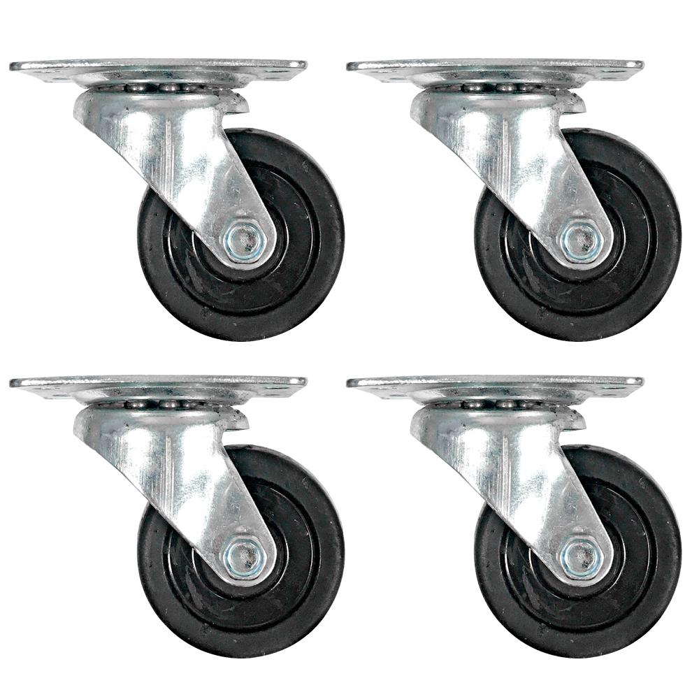 Set of 4 NonLocking 2 Inch Rubber Wheels for PA DJ Speakers and Gear