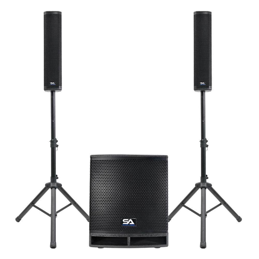 PA/DJ Pro Audio Package | Powered Column Line Array Speaker System | 12 ...