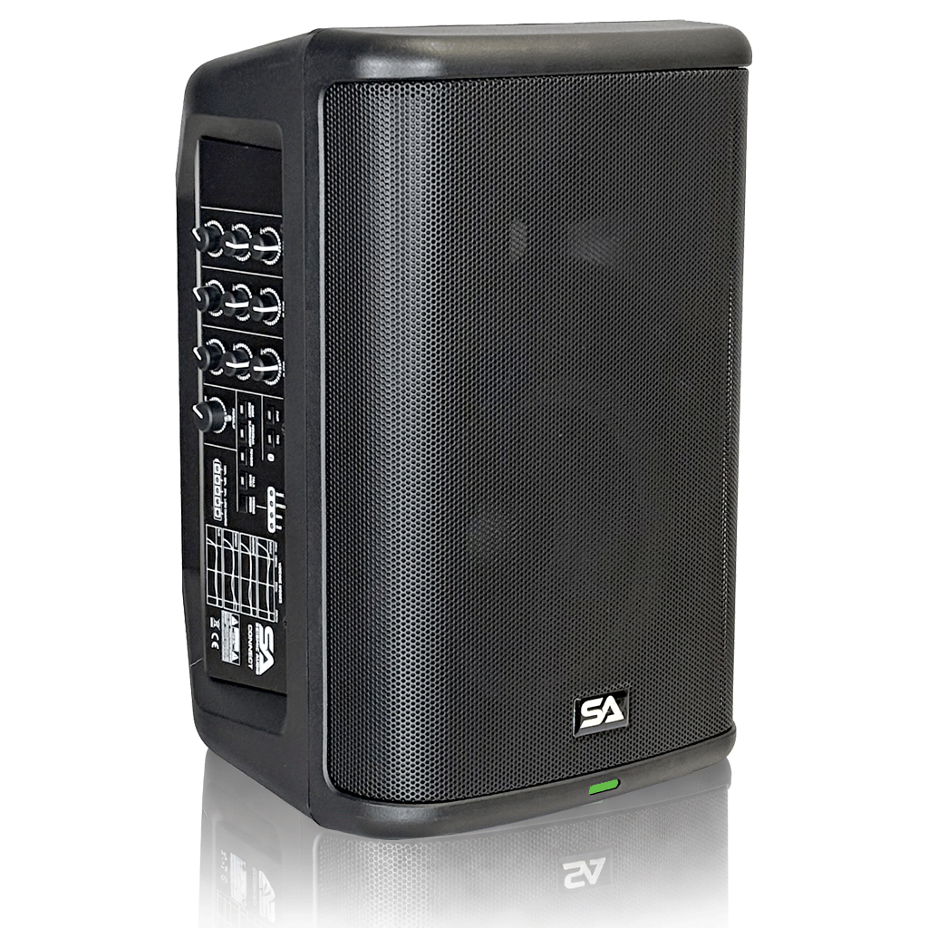 Powered 8 Inch Portable 2-Way Compact PA Speaker with Rechargeable ...