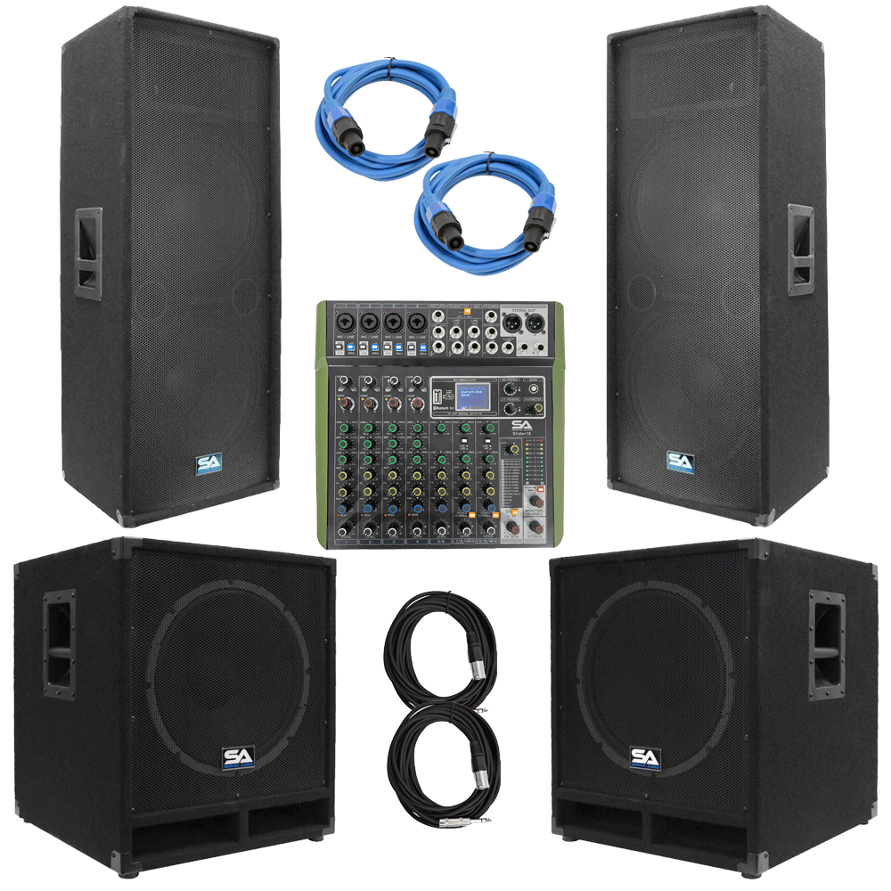 PA/DJ Pro Audio Package | Dual 15 Inch Speakers | 15 inch Subwoofers ...