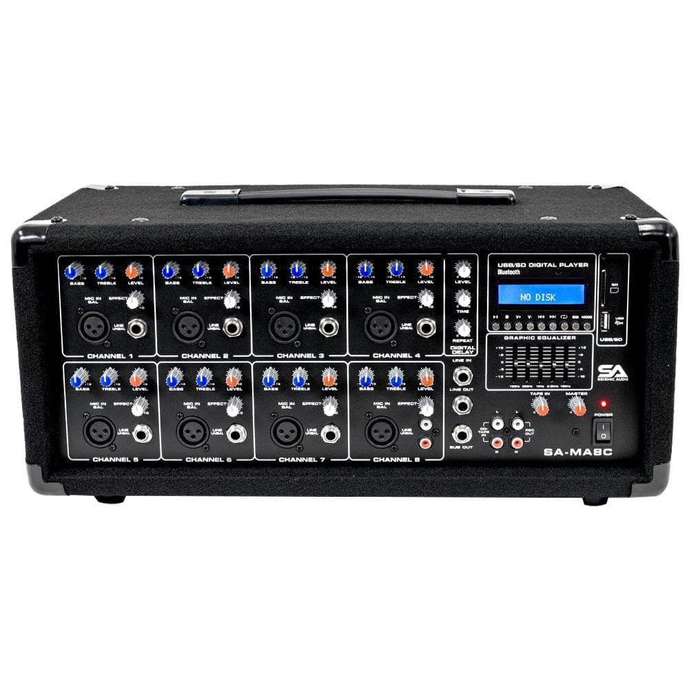 8 Channel Powered Mixer PA Head Amplifier 400 Watts | Seismic Audio
