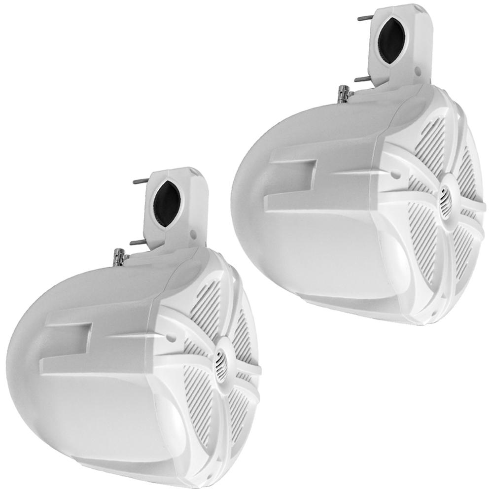 Pair of 300 Watt 8 Inch 2-Way White Wakeboard Tower Speakers | 600