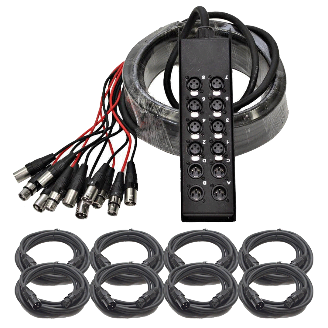 Snake Cable Case 8 Channel XLR Low Profile Snake Cable with Stage Box | 4 Channel XLR ...