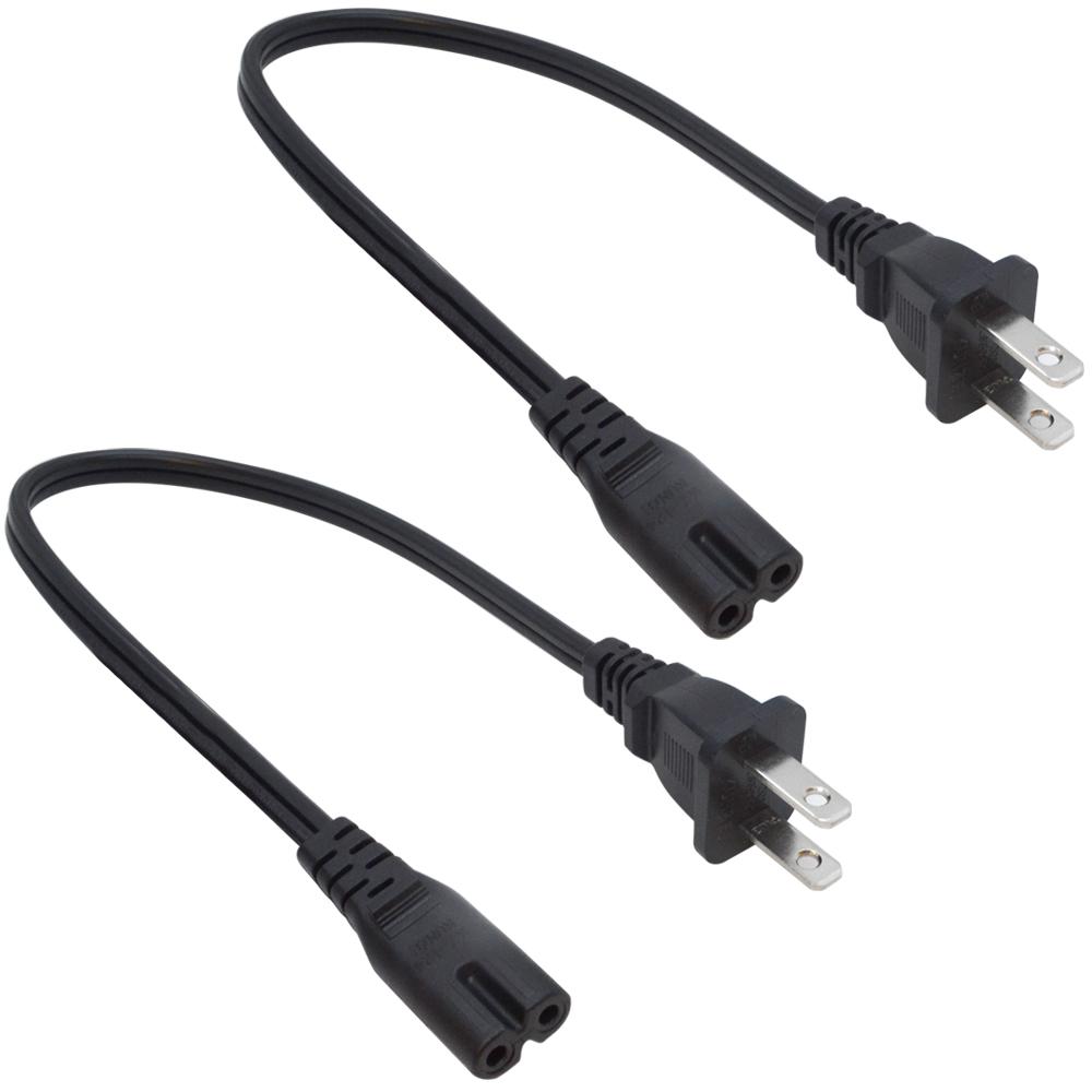 2 Pack Universal 2 Prong Figure 8 Replacement Non Polarized Power