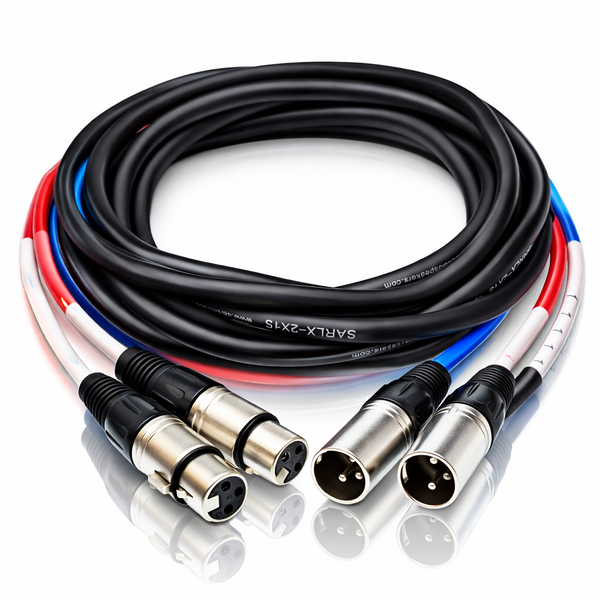 2 Channel XLR Colored Snake Cable | 15 Feet | Seismic Audio