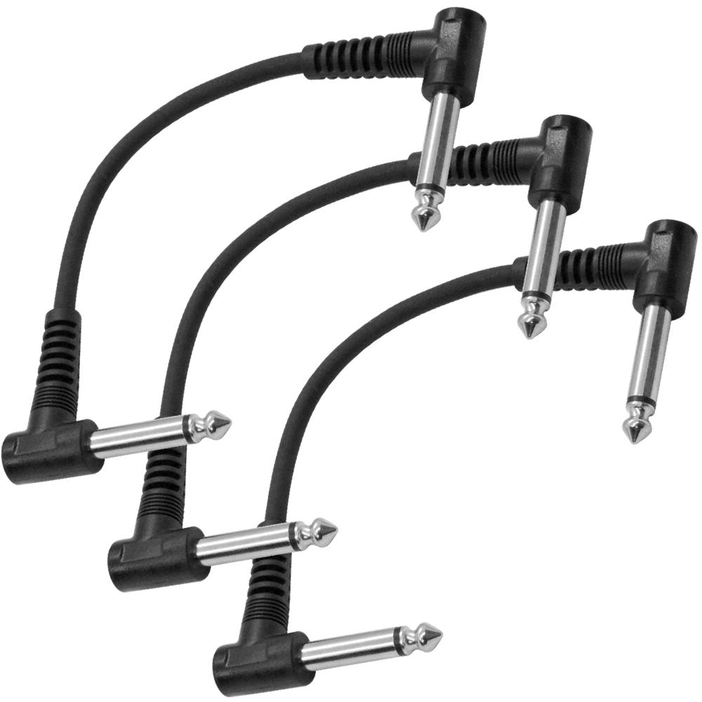 Seismic Audio 3 Pack of 6 Inch Right Angle 1/4 Inch TS Pedal Board Patch Cables Pa/dj Cords