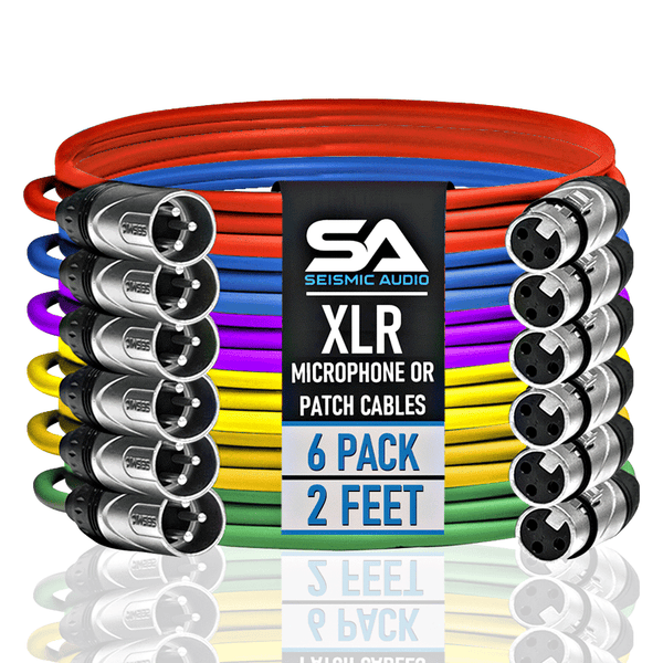 6 Pack | XLR Patch Cable | 2 Foot XLR Cable | Male XLR to Female
