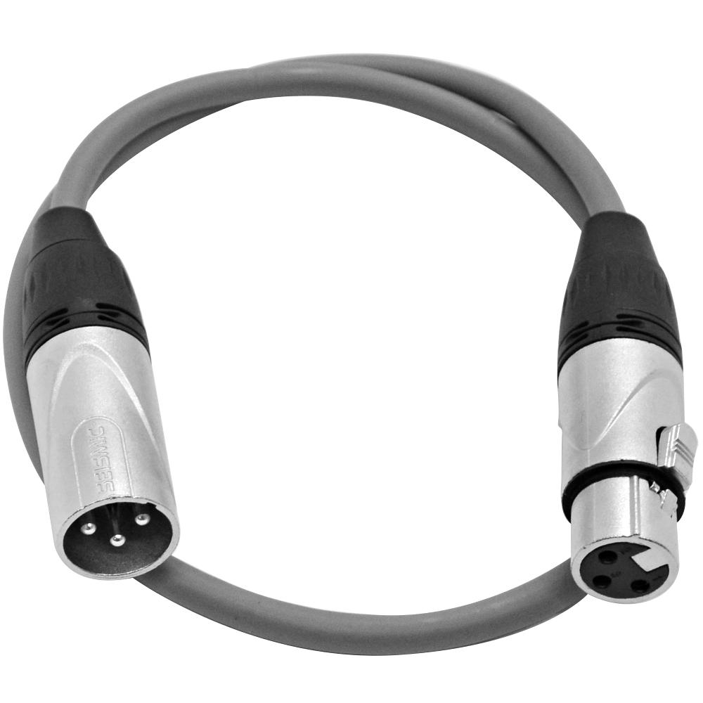 Gray 2 Foot XLR Patch Cable | 2 Foot XLR Cable | Male XLR to