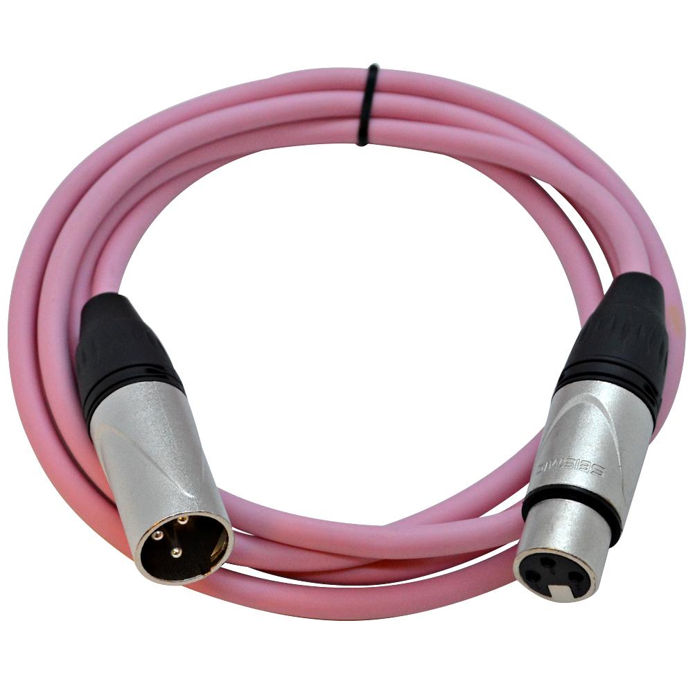 Pink 6 Foot XLR Patch Cable Cord | 3 Pin XLR Male to XLR Female