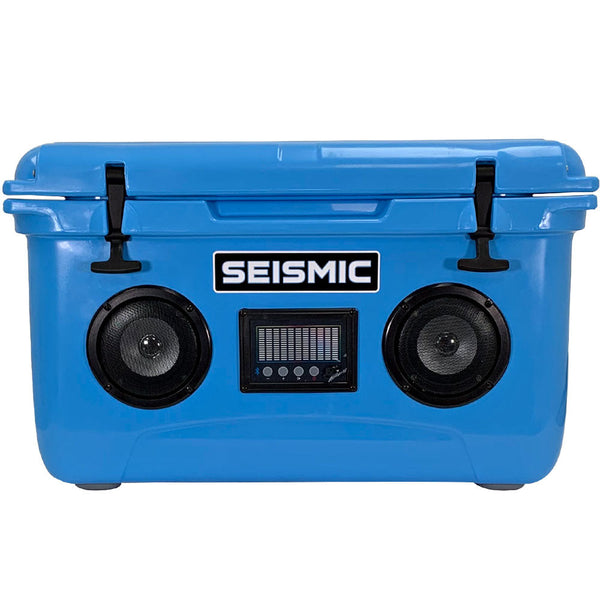 Blue 48 Quart Hard Cooler with Bluetooth Speakers | Seismic Audio