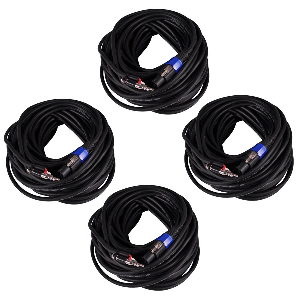EMB Professional Banana To Speakon Speaker Cable – 12 Gauge, 100 Feet, 4x BS12100