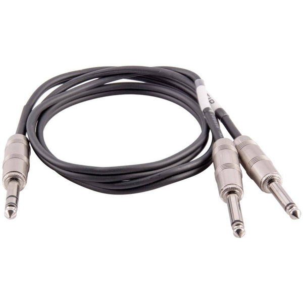 1/4" TRS Stereo Male To Dual 1/4" TS Mono Breakout Y Splitter Audio Cable – Black
