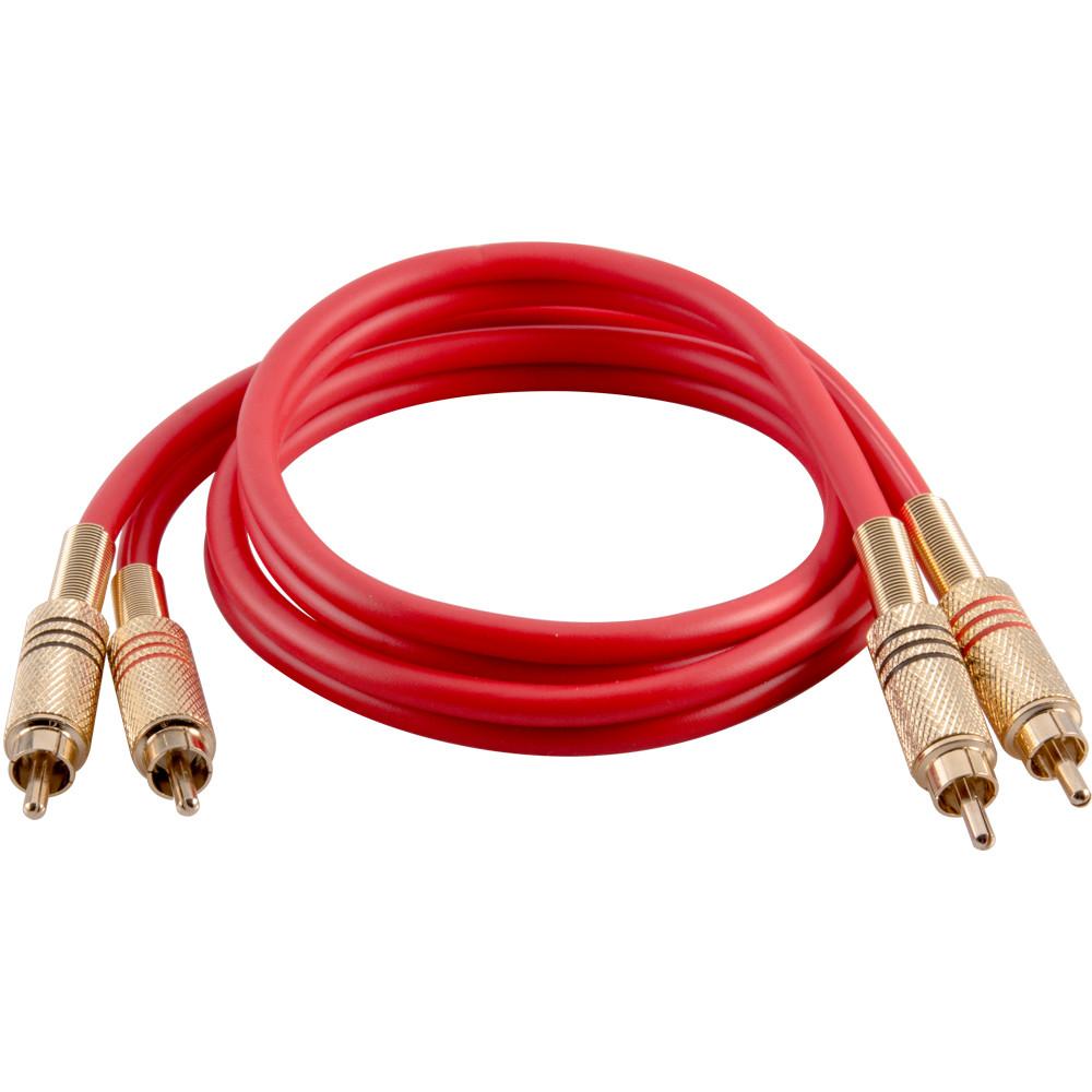 Premium 3 Foot Red Dual RCA Male to Dual RCA Male Audio Patch