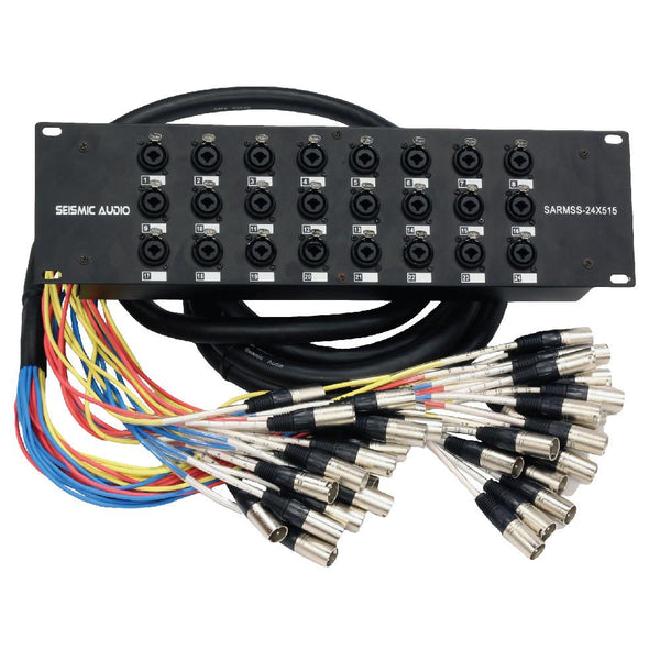 24 Channel Rack Mountable XLR TRS Combo Send Splitter Snake with