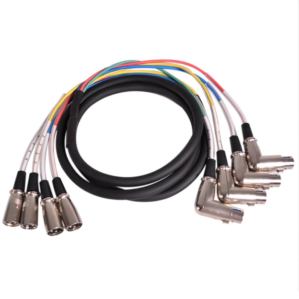 4 Channel 7 Foot XLR Male to Right Angle XLR Female Snake Cable