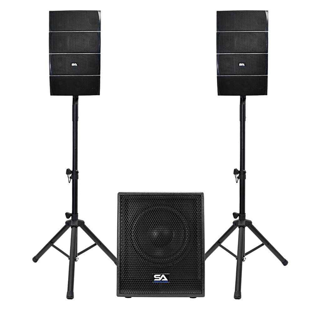 Powered Line Array Speaker System 12" Active Subwoofer and Eight 4x4