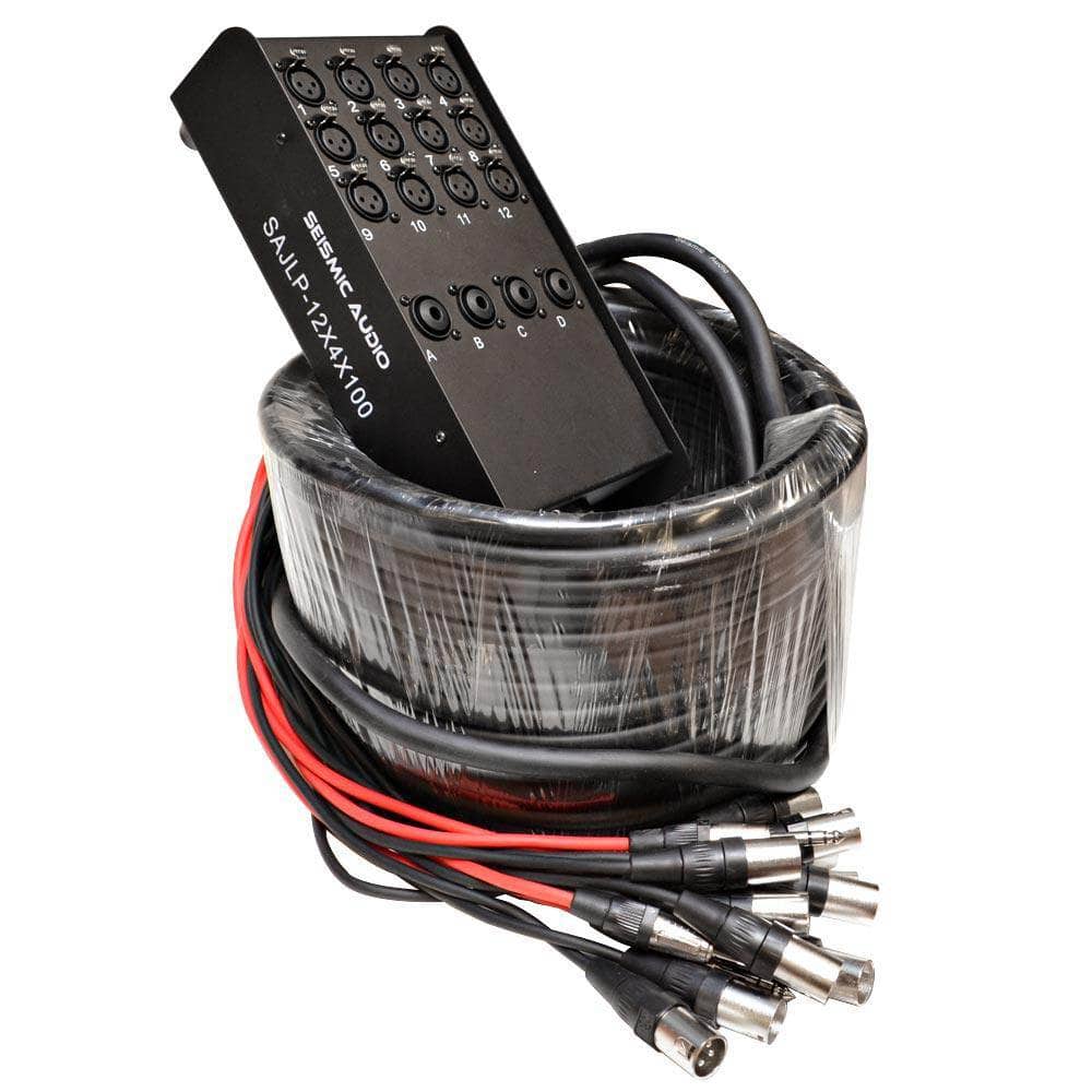 12 Channel 100 Foot XLR Low Profile Snake Cable with Stage