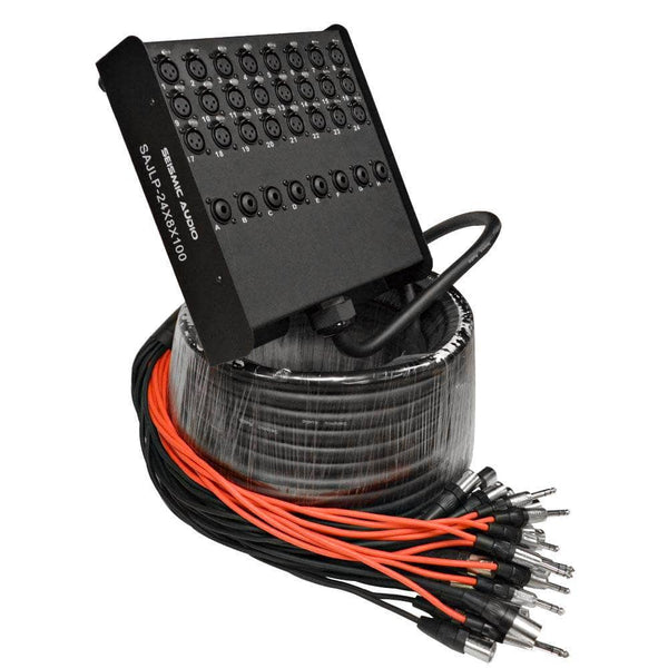 24 Channel 100 Foot XLR Low Profile Snake Cable with Stage