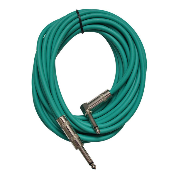 Green 20 Foot Right Angle to Straight Guitar Cable | Seismic