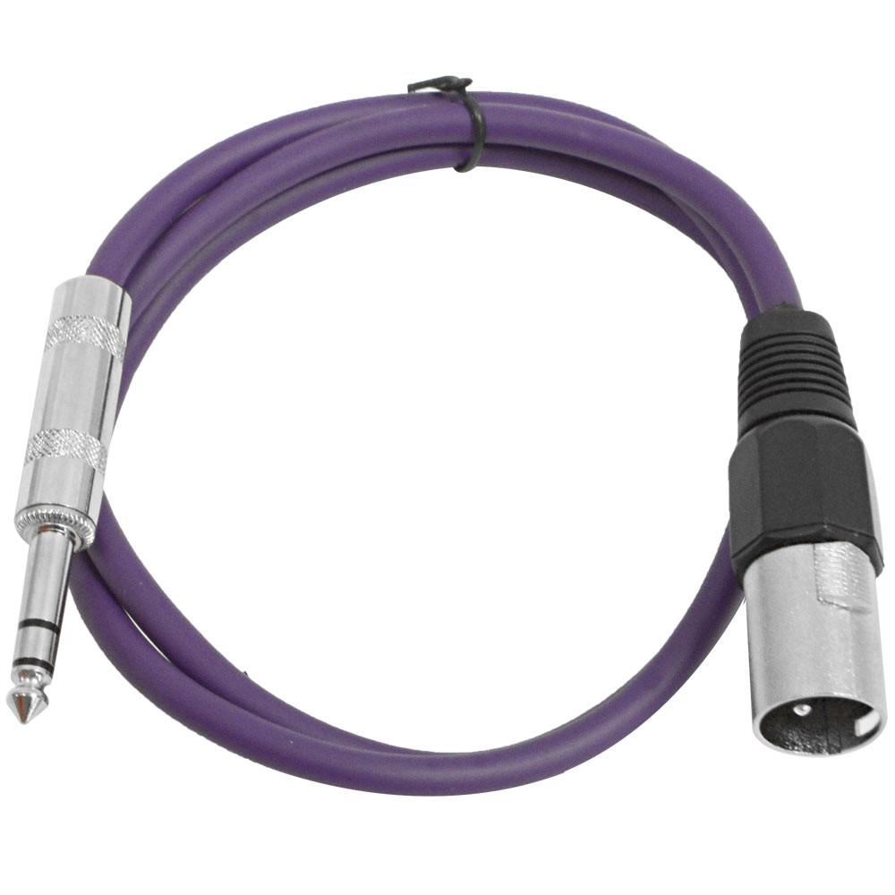 Seismic Audio - SATRXL-M2 - Blue 2' XLR Male To 1/4" TRS Patch Cable